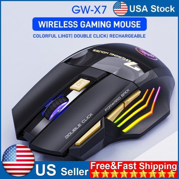 iMice GW-X7 7 Buttons RGB Wireless Mouse for Computer Mute Ergonomic Gaming Mice